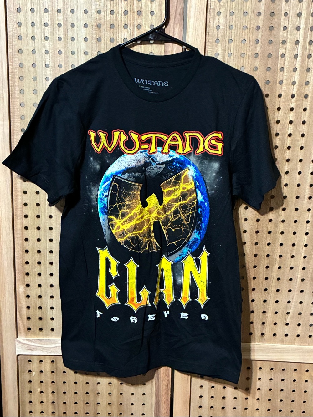 Wu-Tang Clan Black Graphic Tee - Yellow & Blue Logo S